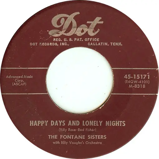 Happy Days And Lonely Nights the fontane sisters 7inch Recordsale