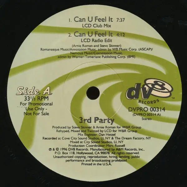 3RD PARTY - Can U Feel It (LCD Mixes) - Disque Maxi x 1
