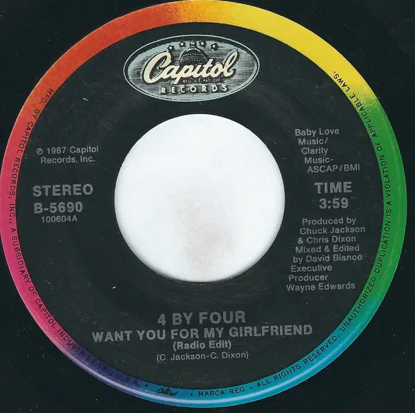 4 BY FOUR - Want You For My Girlfriend - Disque 45T x 1