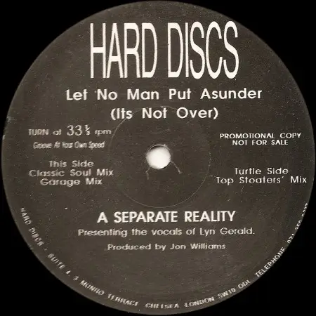 A SEPARATE REALITY - Let No Man Put Asunder (It's Not Over) - 12 inch x 1
