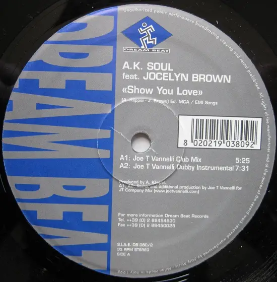 A.K. SOUL FEAT. JOCELYN BROWN - Show You Love - Disque Maxi x 1