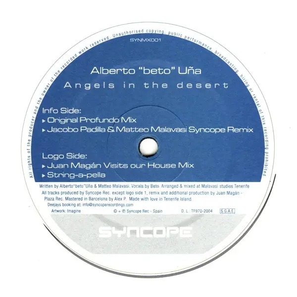 ALBERTO BETO UNA - Angels In The Desert - Disque Maxi x 1