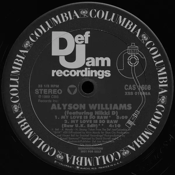 ALYSON WILLIAMS FEATURING NIKKI D - My Love Is So Raw - 12 inch x 1