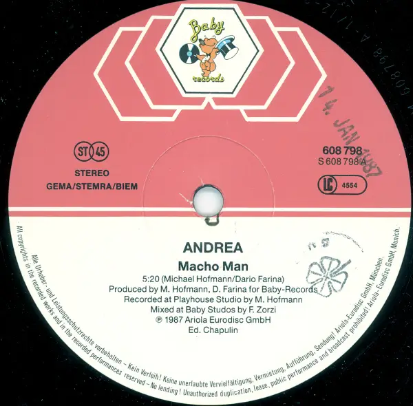 ANDREA - Macho Man - 12 inch x 1
