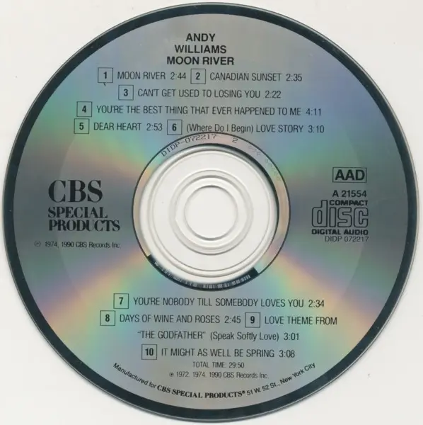 ANDY WILLIAMS - Moon River - Disque CD