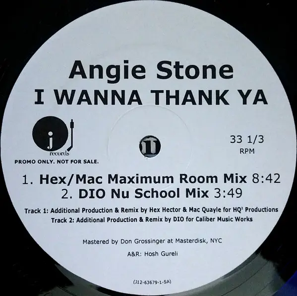 ANGIE STONE - I Wanna Thank Ya (PROMO) - Disque Maxi x 1