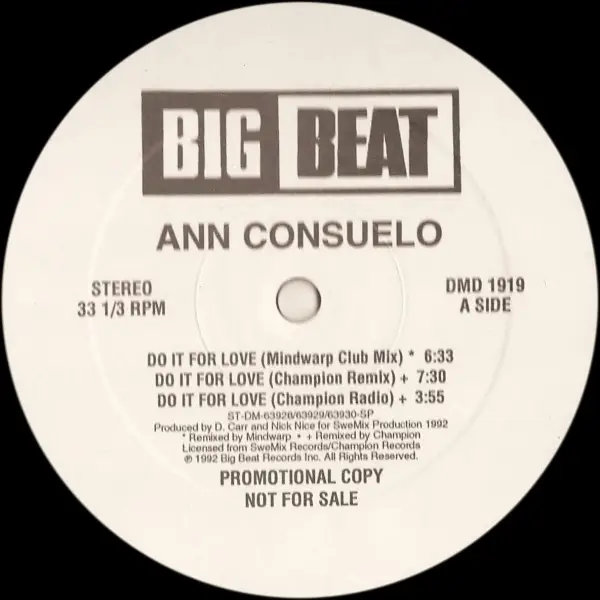 ANN CONSUELO - Do It For Love (PROMO) - Disque Maxi x 1