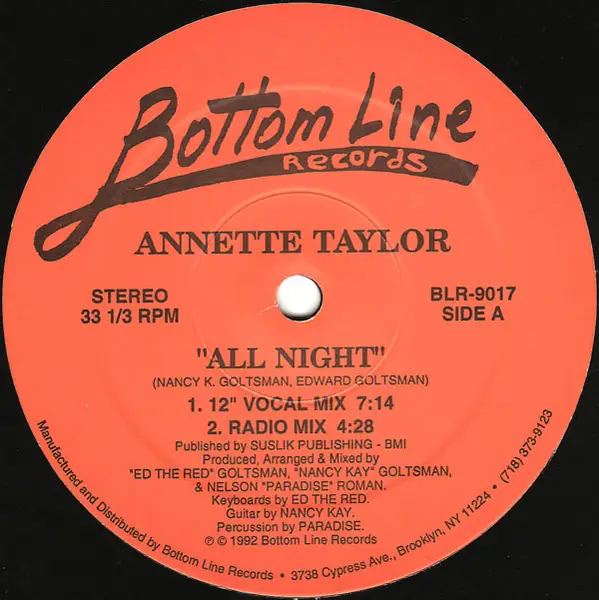 ANNETTE TAYLOR - All Night - 12 inch x 1