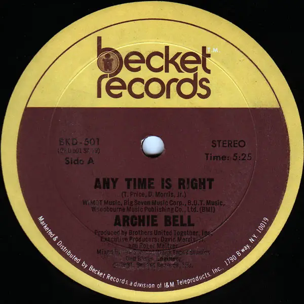 ARCHIE BELL - Any Time Is Right - Disque Maxi x 1