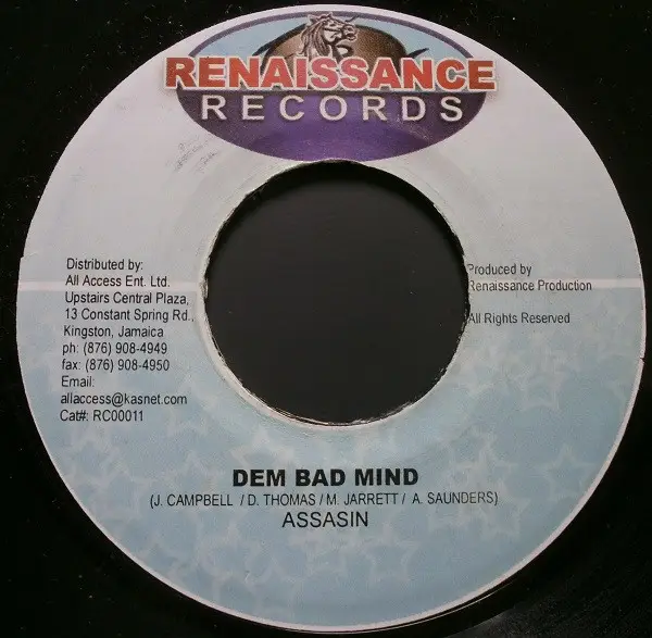 ASSASSIN / GREG HINES & BRIGGY BENZ - Dem Bad Mind / Shake Up - Disque 45T x 1
