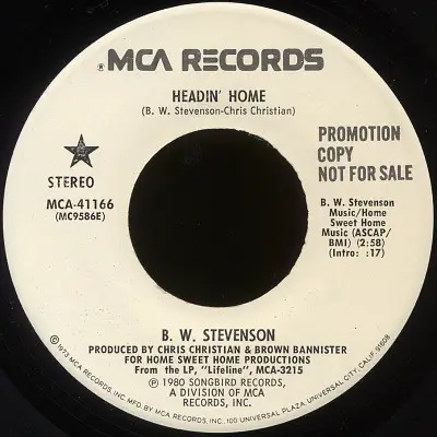 B.W. STEVENSON - Headin' Home - 7inch x 1