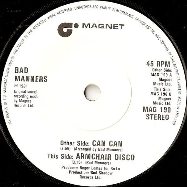 BAD MANNERS - Can Can (SOLID CENTRE) - 7inch x 1
