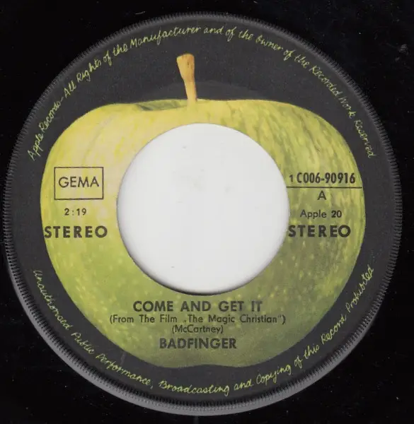 BADFINGER - Come And Get It - Disque 45T x 1