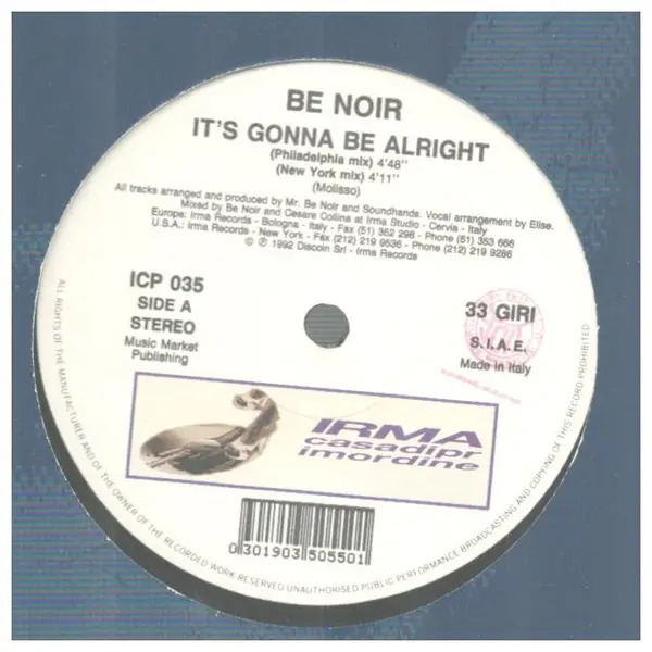 BE NOIR - It's Gonna Be Alright (COMPANY SLEEVE) - 12 inch x 1