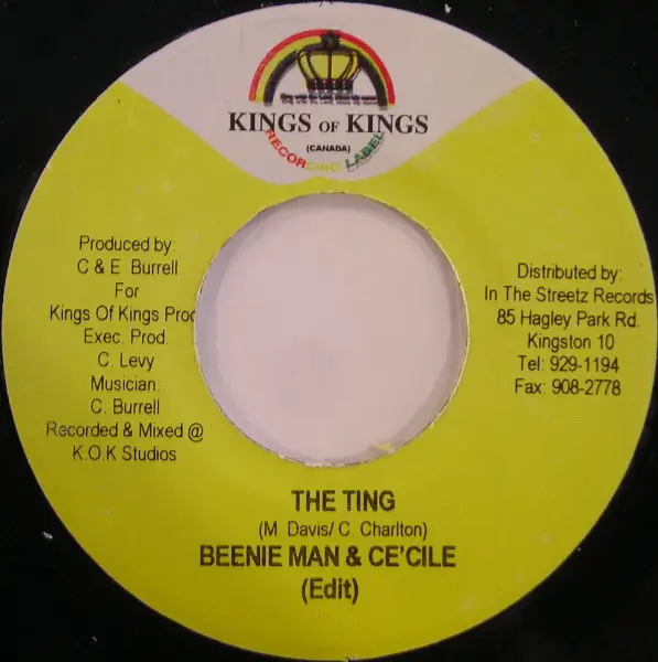 BEENIE MAN & CE'CILE - The Ting - Disque 45T x 1