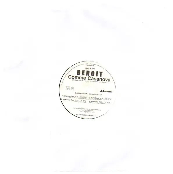 BENOIT - Comme Casanova - Disque Maxi x 1