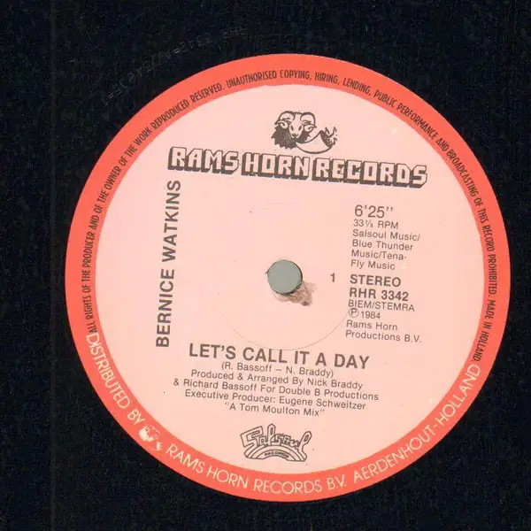 BERNICE WATKINS - Let's Call It A Day - 12 inch x 1