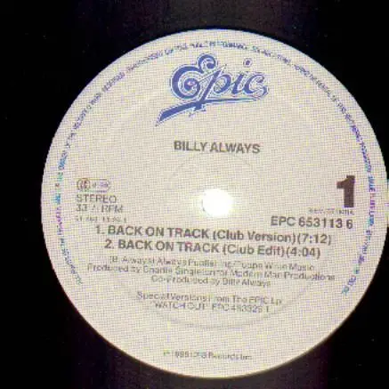 BILLY ALWAYS - Back On Track - 12 inch x 1