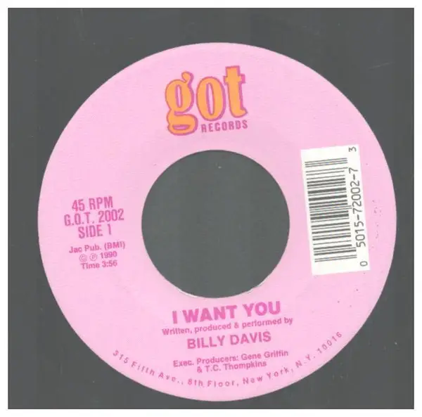 BILLY DAVIS - I Want You - Disque 45T x 1