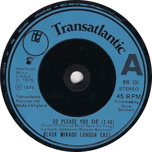 BLACK MIKADO LONDON CAST - So Please You Sir - Disque 45T x 1