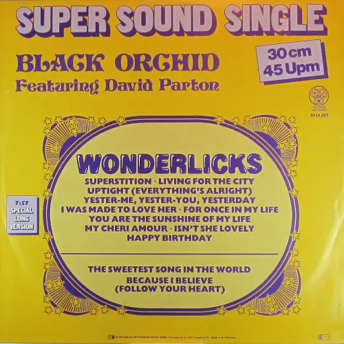 BLACK ORCHID FEATURING DAVID PARTON - Wonderlicks - Disque Maxi x 1