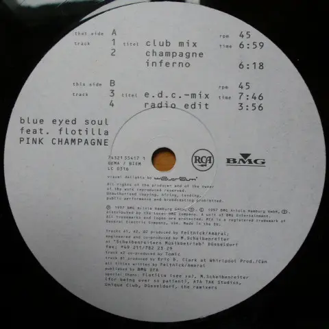 BLUE EYED SOUL FEATURING FLOTILLA - Pink Champagne - Disque Maxi x 1
