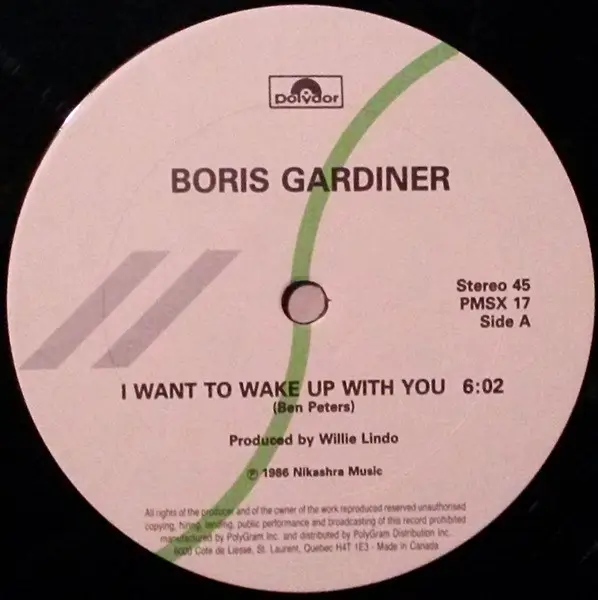BORIS GARDINER - I Want To Wake Up With You - Disque Maxi 45T