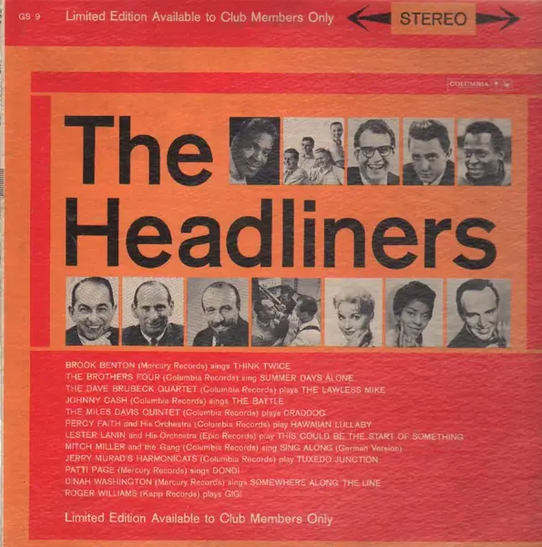 BROOK BENTON, DINAH WASHINGTON A.O. - The Headliners, Volume 2 (CLUB EDITION) - Disque 33T