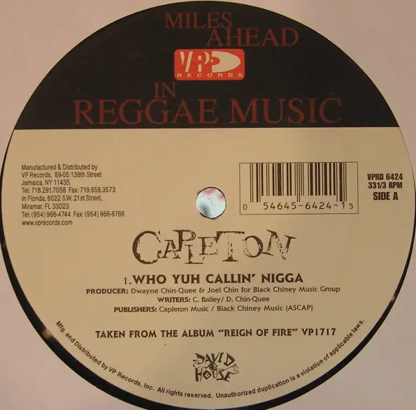 CAPLETON - Who You Callin' Nigga / Or Wah - Disque Maxi x 1