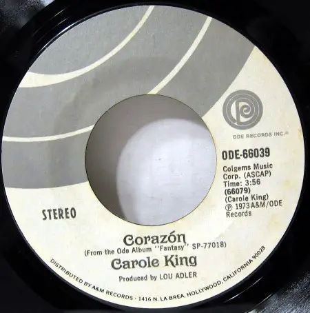CAROLE KING - Corazón - Disque 45T x 1