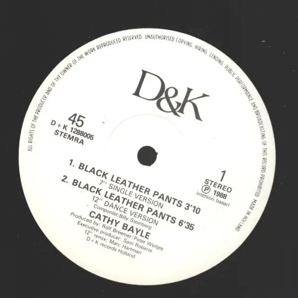 CATHY BAYLE - Black Leather Pants - Disque Maxi x 1