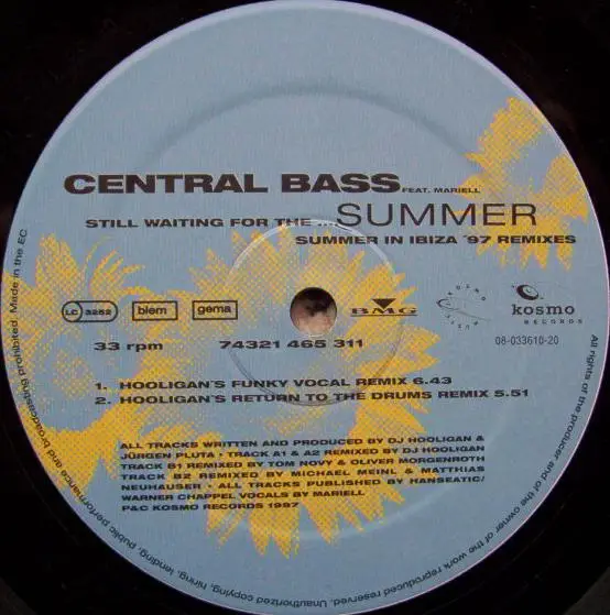 CENTRAL BASS FEAT. MARIELL - Still Waiting For ....Summer (Summer In Ibiza '97 Remixes) - Disque Maxi x 1