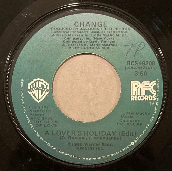 CHANGE - A Lover's Holiday / The End - Disque 45T x 1