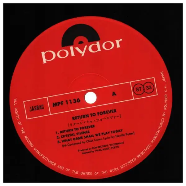 CHICK COREA - Return To Forever - Disque 33T