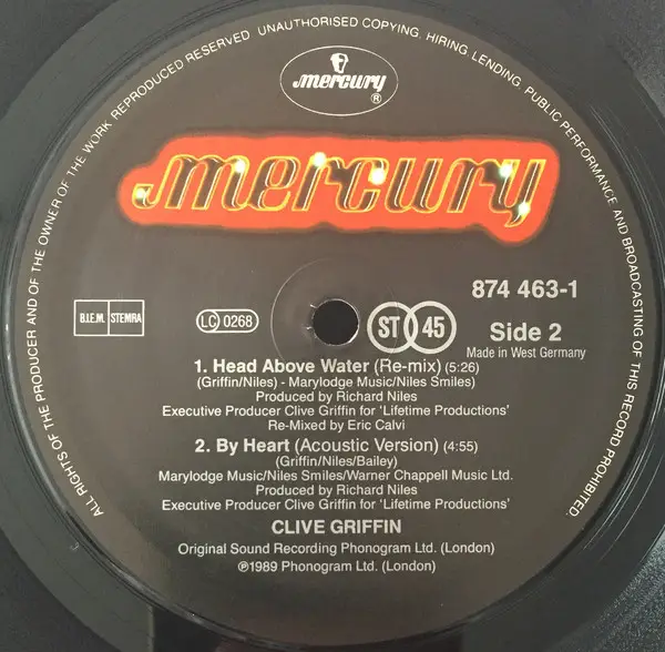 CLIVE GRIFFIN - Head Above Water - Disque Maxi x 1