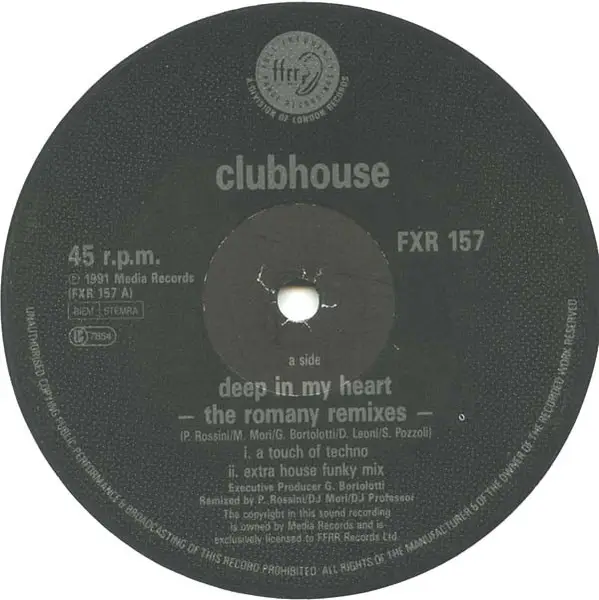 CLUB HOUSE VS. CAPPELLA - Deep In My Heart - The Romany Remixes / Everybody Remixed! - 12 inch x 1