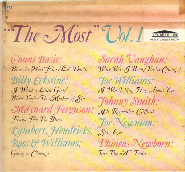 COUNT BASIE, SARAH VAUGHAN, BILLY ECKSTINE - 'The Most' Vol. I - LP