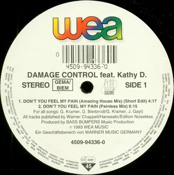 DAMAGE CONTROL FEAT. KATHY D. - Don't You Feel My Pain - 12 inch x 1