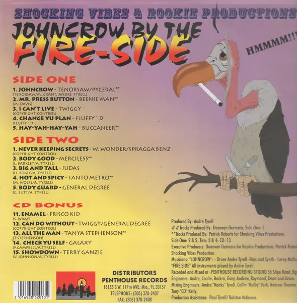 DANCEHALL SAMPLER - Shocking Vibes & Rookie Productions Presents Jonhcrow By The Fireside - Disque Maxi x 1