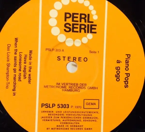 DAS LOUIS SHAMPTON-TRIO - Piano Pops A Go-Go - Disque 33T