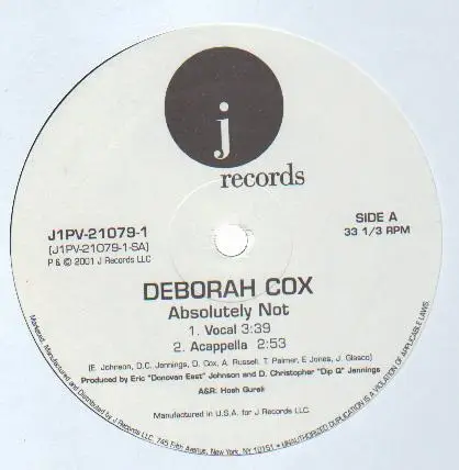 DEBORAH COX - Absolutely Not - 12 inch 45 rpm