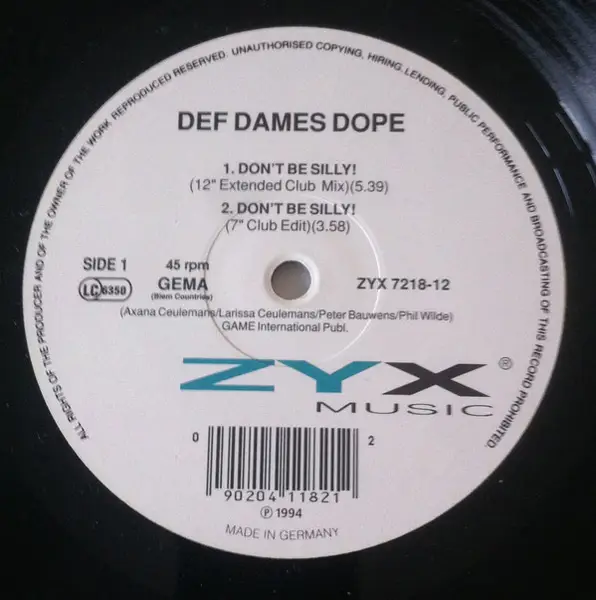 DEF DAMES DOPE - Don't Be Silly! - 12 inch x 1