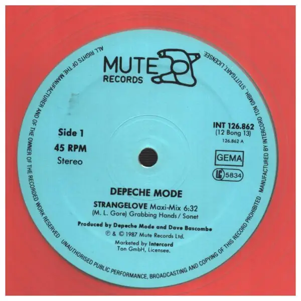 DEPECHE MODE - Strangelove (ORANGE TRANSPARENT VINYL) - Disque Maxi x 1