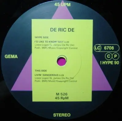 DE RIC DE - I'd Like To Know Why / Livin' Dangerous - Disque Maxi x 1