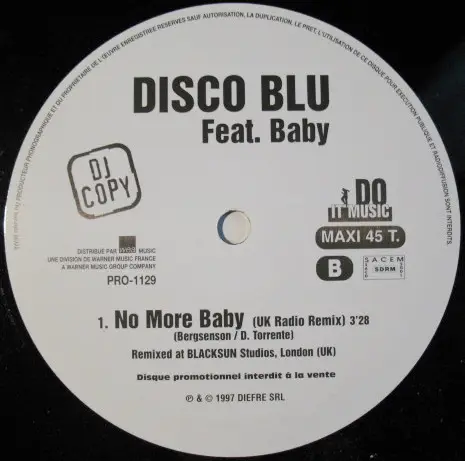 DISCO BLU FEAT BABY - No More, Baby - 12 inch x 1