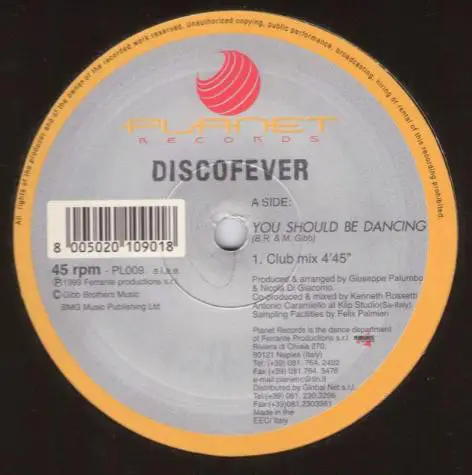 DISCOFEVER - You Should Be Dancing - Disque Maxi x 1