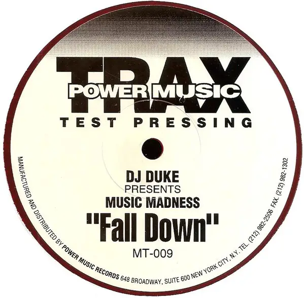 DJ DUKE PRESENTS MUSIC MADNESS - Fall Down (RED TRANSLUCENT VINYL) - Disque Maxi x 1