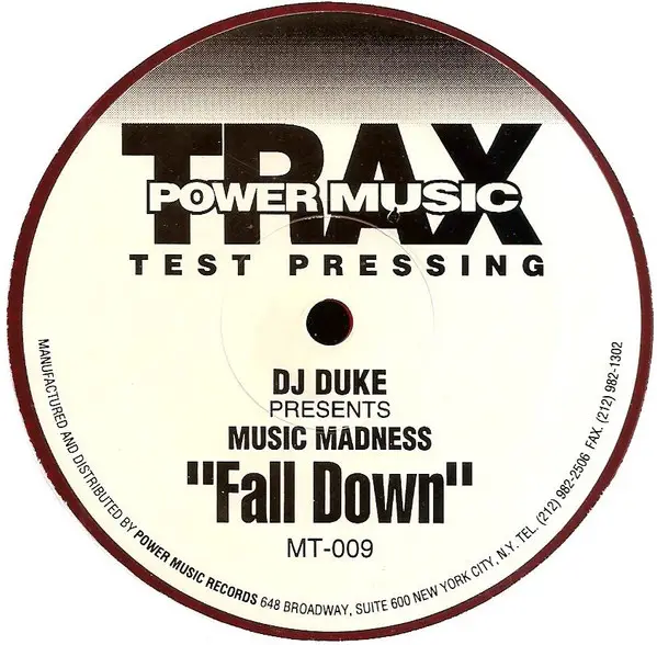 DJ DUKE PRESENTS MUSIC MADNESS - Fall Down (RED TRANSLUCENT) - Disque Maxi x 1