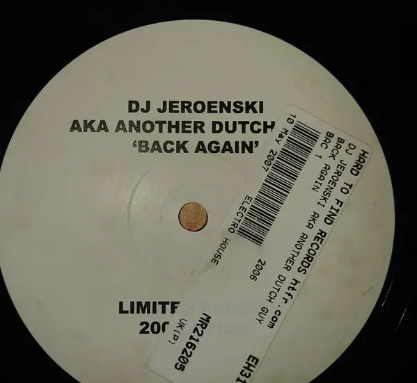 DJ JEROENSKI AKA ANOTHER DUTCH GUY - Back Again - 12 inch x 1
