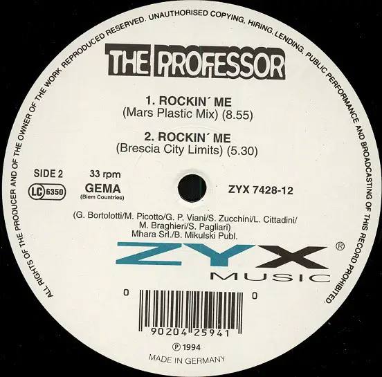 DJ PROFESSOR - Rockin' Me - Disque Maxi x 1